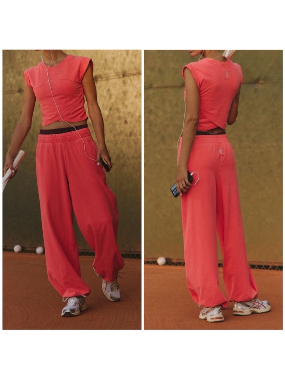 NWT Free People FP Movement Hot Shot Crossover Set - electric sunset pink- Large